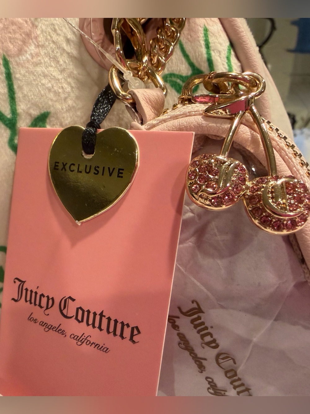 Juicy Couture NWT Pink Cherry-Print Mini Satchel Crossbody & Gold Accents (P240) - Picture 15 of 15